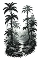 rainforest landscape tattoo featuring elements tattoo design idea