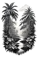 rainforest landscape tattoo featuring elements tattoo design idea