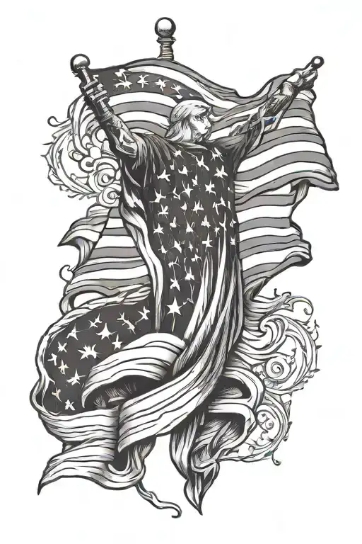 American flag arm sleeve inspired tattoo design idea