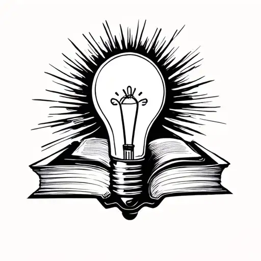 light bulb and books forming the shape tattoo design idea