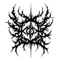 Tribal fine long lightning dark lettering big black work dark works bioorganic roots ornaments swirly spiky  cybertribal tattoo design idea