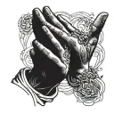 god praying hands tattoo design idea
