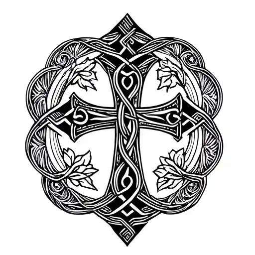witches knot cross tattoo design idea