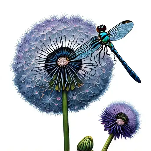 Dragonfly Dandelion tattoo design idea