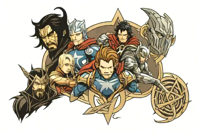 avengers and lord of the rings tattoo design idea