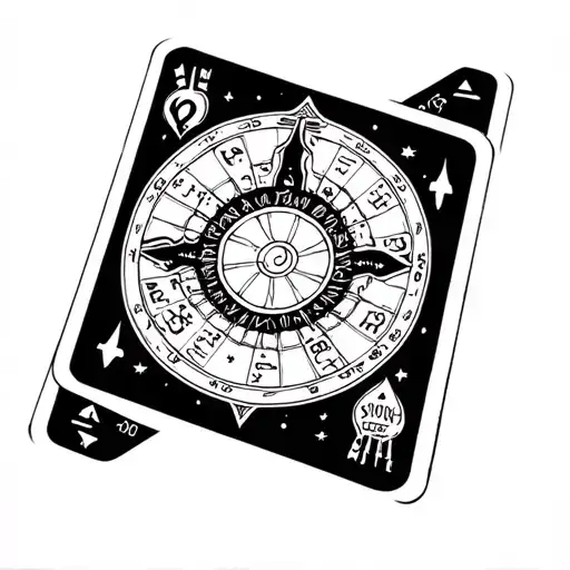 a tattoo that fuse the tarot cards of The magician and the wheel of fortune  tattoo design idea