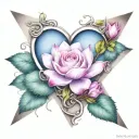 colorful infinity symbol triangle blooming heart shaped lock tattoo design idea