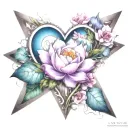 colorful infinity symbol triangle blooming heart shaped lock tattoo design idea