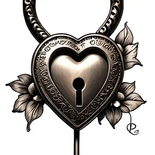 143 heart shaped lock tattoo design idea