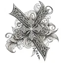 fine line cross with flowers and tribal roots  tattoo design idea