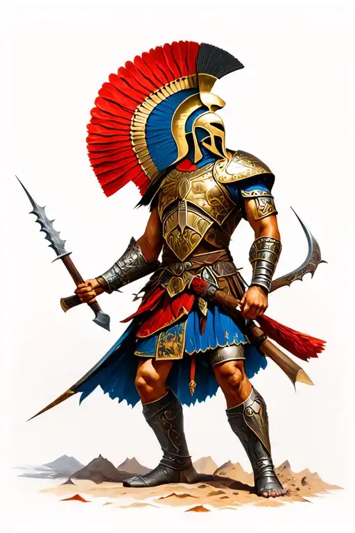 Spartan warrior hunting tattoo design idea