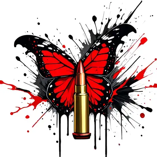 bullet with butterfly wings tattoo design idea