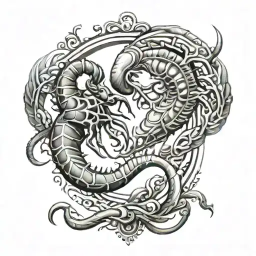 scorpio and taurus tattoo design idea