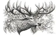 stags head tattoo design idea