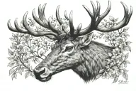 stags head tattoo design idea
