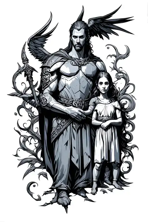 protector family guardian tattoo design idea