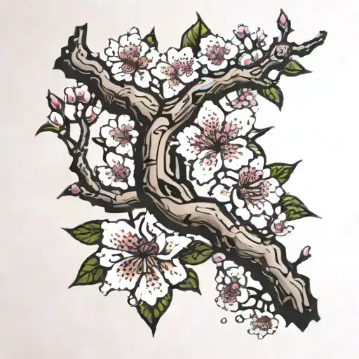 aspen and cherry blossom tree tattoo design idea