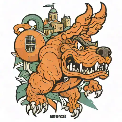 Boston B 3D representation tattoo design idea