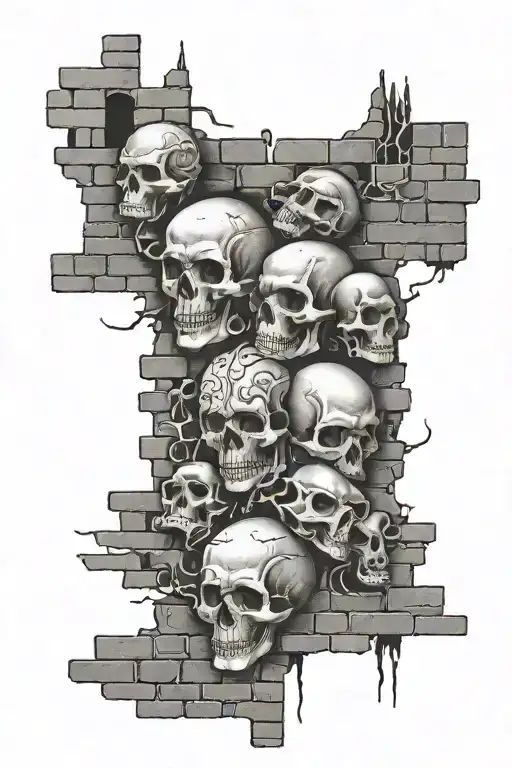 7 deadly sins with brick wall tattoo design idea