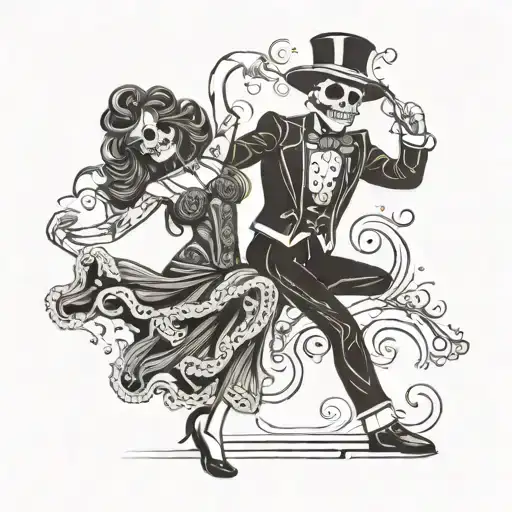 Skeltons salsa dancing tattoo design idea
