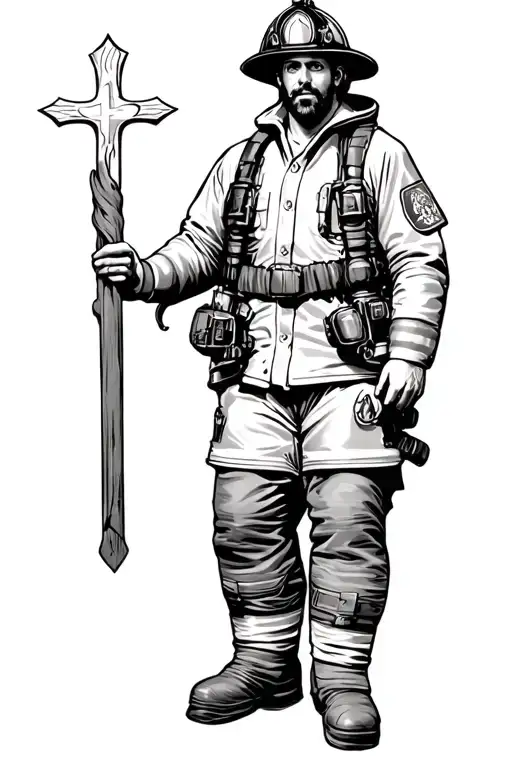 Christian firefighter  tattoo design idea