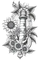 Anchor, Compass, Lighthouse, Sunflower tattoo design tattoo design idea