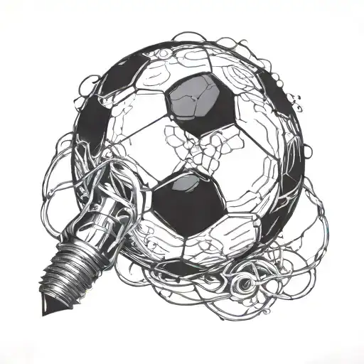 A soccer ball morphing into a light bulb, symbolizing the client's passion for soccer and occupation as an electrician tattoo design idea