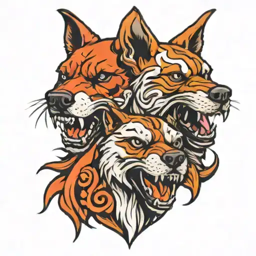 3 headed dog growl tattoo design idea