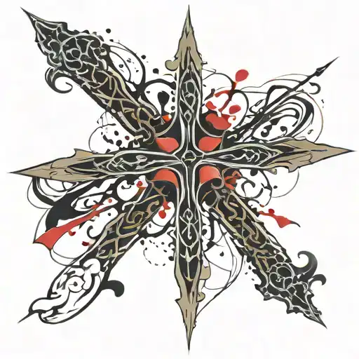 gothic cross upside down supernatural small tattoo design idea