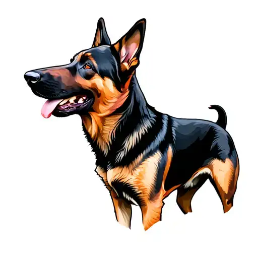 German Shepard dog mix breed black brown tattoo design idea