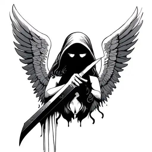 Faceless Angel Stabbed tattoo design idea