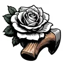old and worn Sledgehammer with a rose on on the face of the hammer tattoo design idea
