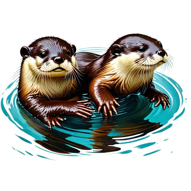 otter floating tattoo design idea
