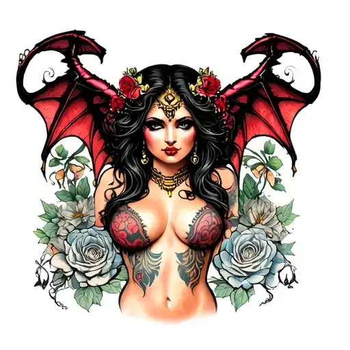 nude succubus tattoo design idea