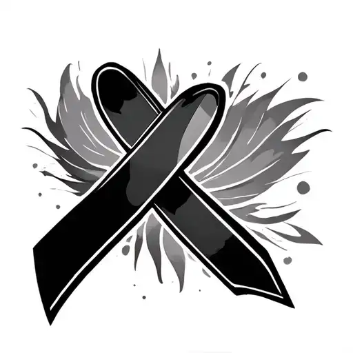 breast cancer ribbon semi colon tattoo design idea