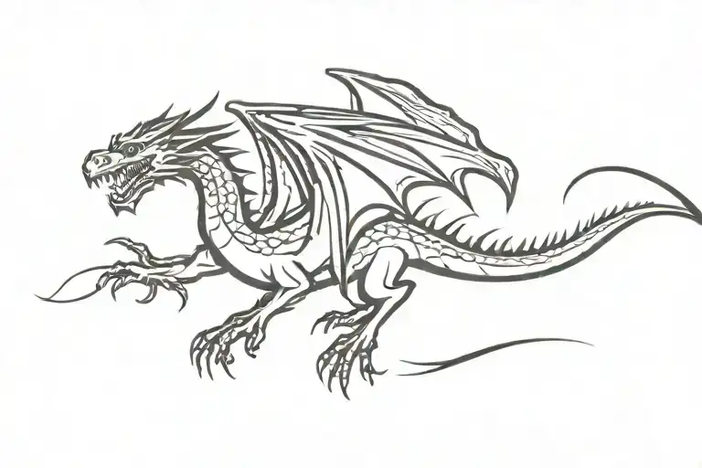 dragon flying tattoo design idea