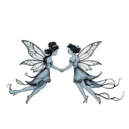 I want 2 fairies physically fighting each other tattoo design idea
