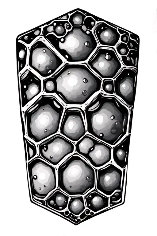 honeycomb pattern with molecular structures tattoo design idea