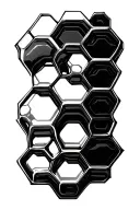 honeycomb pattern with molecular structures tattoo design idea