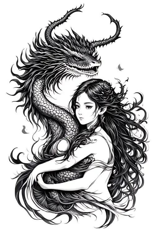Ryujin can be seen wrapped around a girl. It can symbolize strength, wisdom and protection. tattoo design idea
