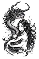 Ryujin can be seen wrapped around a girl. It can symbolize strength, wisdom and protection. tattoo design idea