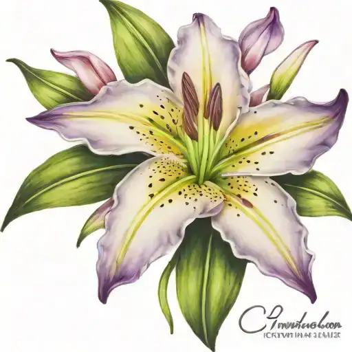 lily flower purple flowers tattoo design idea