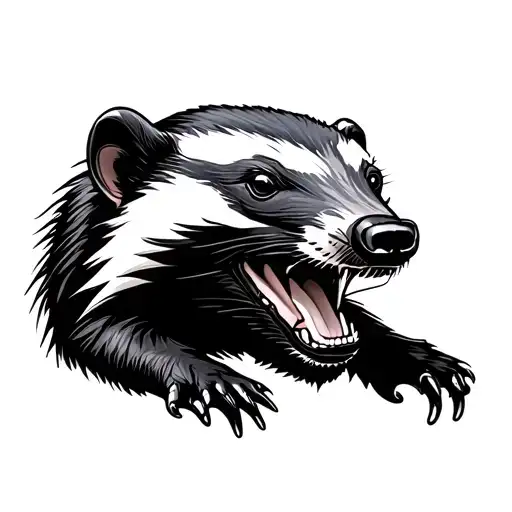 smiling honey badger tattoo design idea