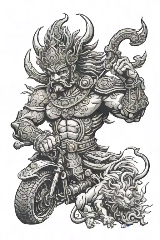 automobile and ravana tattoo design idea