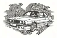 bmw e30 plain back ground simple tattoo design idea