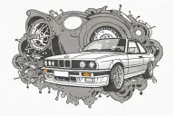 bmw e30 plain back ground simple tattoo design idea