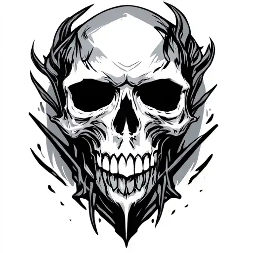 hades game skull tattoo design idea