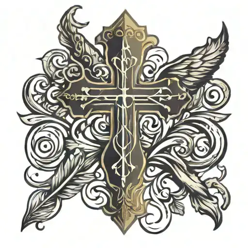 cross and be strong and courageous   tattoo design idea