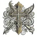 cross and be strong and courageous   tattoo design idea