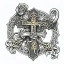 cross and be strong and courageous   tattoo design idea